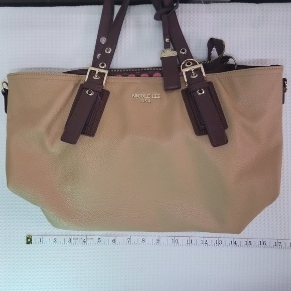 Nicole Lee Large Bag Tote Faux Bag Beige/Brown - Picture 3 of 10